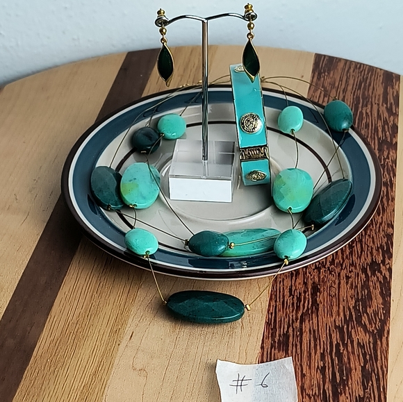 Jewelry Dish Bundle Of 4 Emerald Turquoise Color Statement - Picture 1 of 4